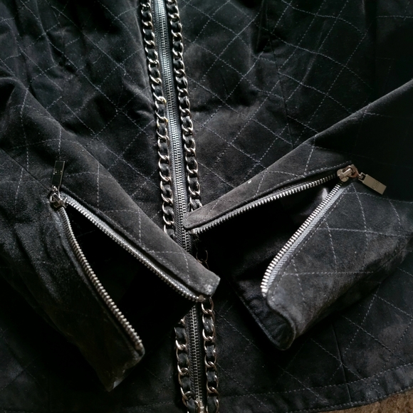 Pamela McCoy Black Genuine‎ Suede Leather Business Casual Blazer Jacket Size 6 - Picture 8 of 14